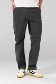 Pantalón unicolor de dril straight leg con tiro medio