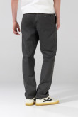 Pantalón unicolor de dril straight leg con tiro medio