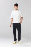Pantalón unicolor de dril straight leg con tiro medio