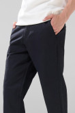 Pantalón unicolor de dril straight leg con tiro medio