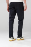 Pantalón unicolor de dril straight leg con tiro medio