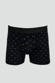 Bóxer azul intenso brief-medio con peces estampados