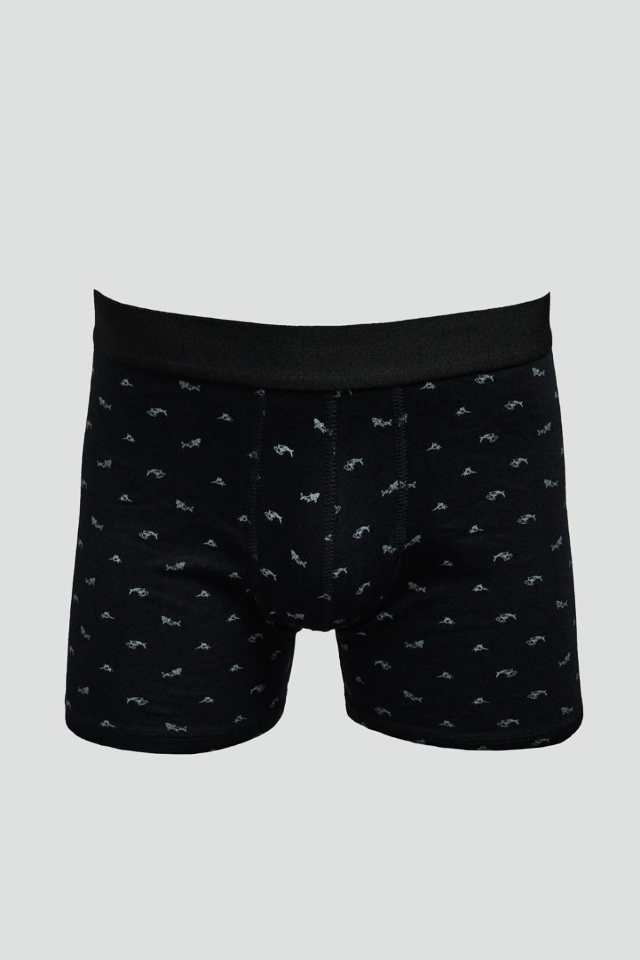 Bóxer azul intenso brief-medio con peces estampados