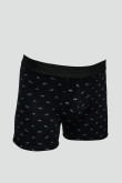 Bóxer azul intenso brief-medio con peces estampados