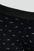 Bóxer azul intenso brief-medio con peces estampados