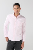 Camisa unicolor en algodón con cuello button down