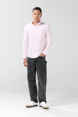 Camisa unicolor en algodón con cuello button down