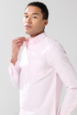 Camisa unicolor en algodón con cuello button down