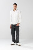 Camisa unicolor en algodón con cuello button down