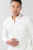 Camisa unicolor en algodón con cuello button down