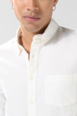 Camisa unicolor en algodón con cuello button down