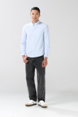 Camisa unicolor en algodón con cuello button down