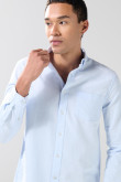 Camisa unicolor en algodón con cuello button down