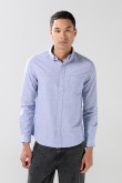 Camisa unicolor en algodón con cuello button down