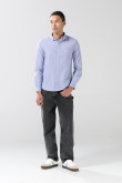 Camisa unicolor en algodón con cuello button down