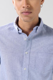 Camisa unicolor en algodón con cuello button down