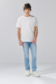 Jean azul claro straight leg bota recta con 5 bolsillos