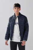 Chaqueta acolchada bomber unicolor con bolsillos y cremallera