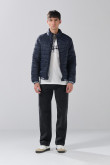 Chaqueta acolchada bomber unicolor con bolsillos y cremallera