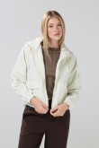 Chaqueta liviana unicolor con cremallera y capota