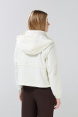 Chaqueta liviana unicolor con cremallera y capota