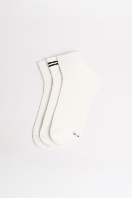 Paquete de medias blancas cortas X3 con texturas de canal
