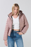 Chaqueta unicolor acolchada con capota y cuello alto
