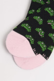 Medias unicolores tobilleras con diseños de ranas verdes y contrastes