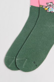 Medias verdes oscuras largas con diseño de osito y corte
