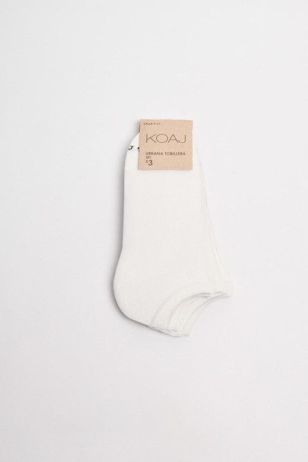 Paquete X3 de medias tobilleras blancas con texturas