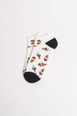 Medias tobilleras unicolores con diseños de helados