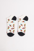Medias tobilleras unicolores con diseños de helados