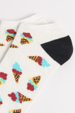Medias tobilleras unicolores con diseños de helados