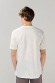 Camiseta unicolor manga corta con hombro rodado en algodón