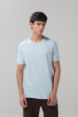 Camiseta con puños y cuello redondo en rib unicolor