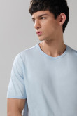 Camiseta con puños y cuello redondo en rib unicolor