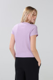 Camiseta cuello redondo unicolor en tela acanalada