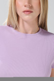 Camiseta cuello redondo unicolor en tela acanalada
