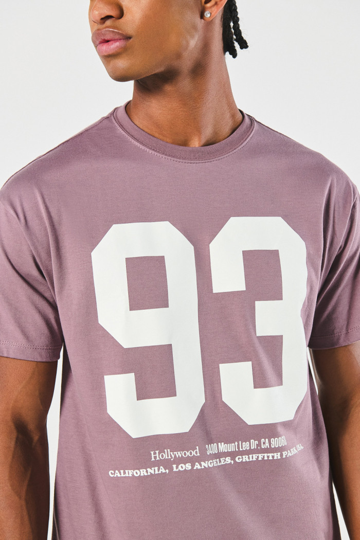 Camiseta en algodón lila cuello redondo con arte college