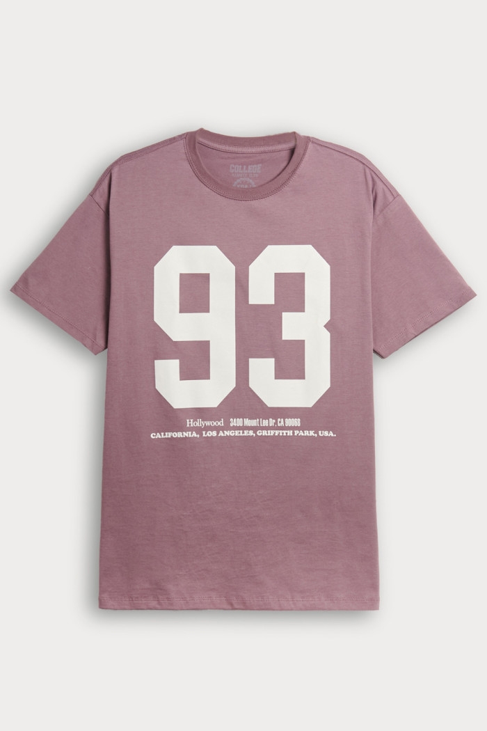 Camiseta en algodón lila cuello redondo con arte college