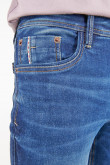 Jean skinny azul intenso con 5 bolsillos y tiro bajo