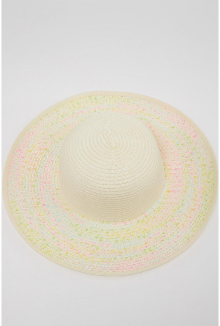 Sombrero crema claro con efecto jaspeado colorido