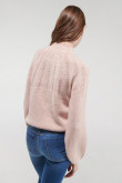 Suéter unicolor tejido con cuello alto