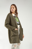 Cardigan unicolor con bolsillos