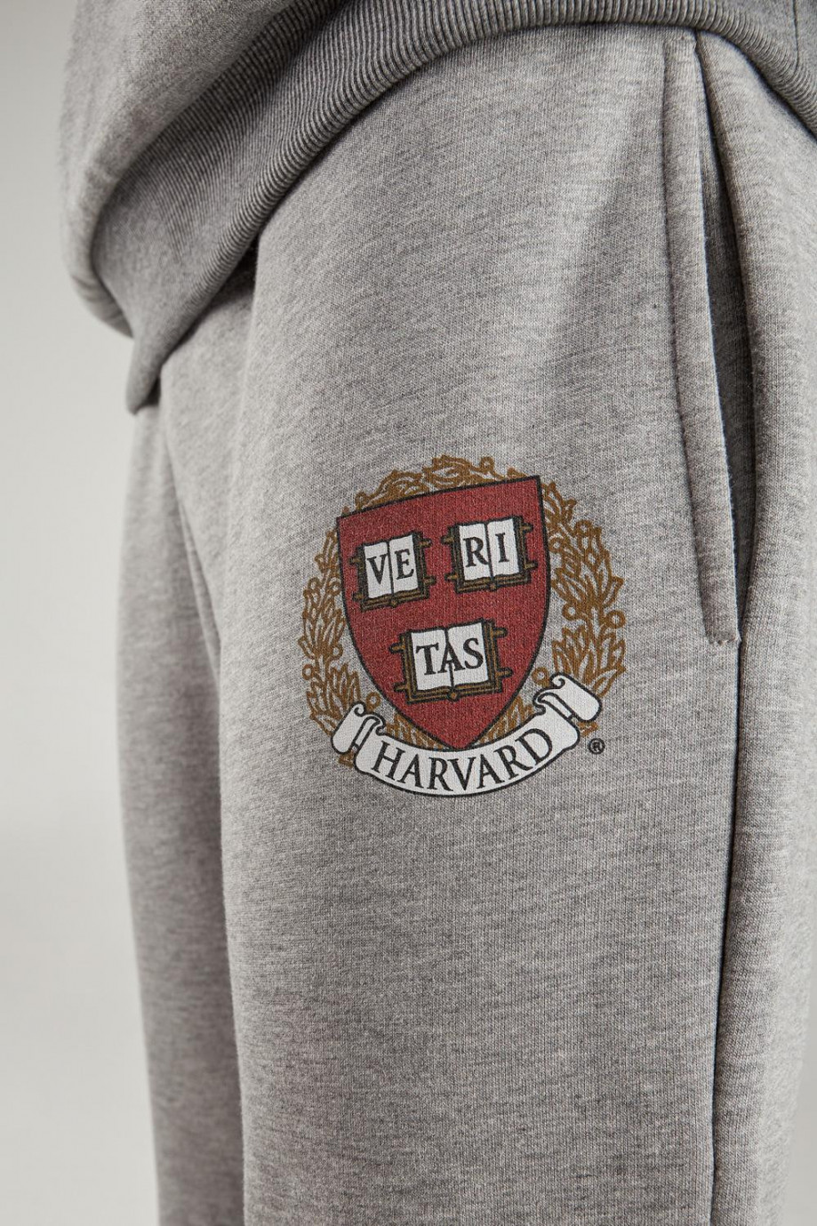 Pantalón jogger gris con diseño college de Harvard en frente